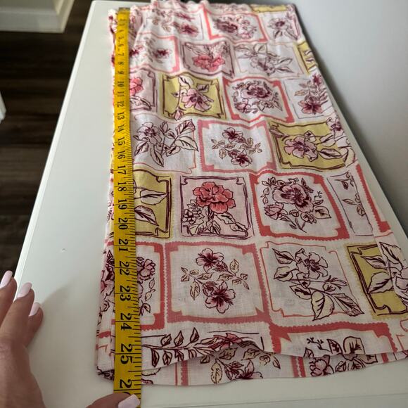 Women's Pants Linen Wide Leg Pink Floral Flowy Pull-on Elastic Waist Eurogirl - Picture 10 of 12